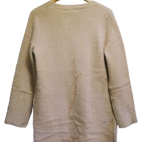 NWT MAX STUDIO LONDON BEIGE OPEN FRONT LONG CARDIGAN NYLON/POLYESTER M MSRP $168 - Picture 2 of 10